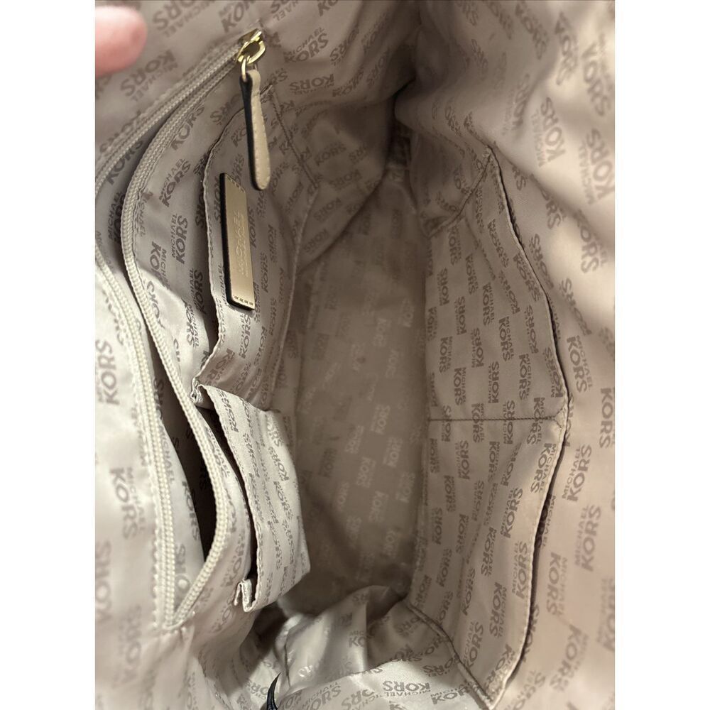 Michael Kors Jet Set Brown MK Logo Signature Tan Coated Canvas Trip Tote Bag - Picture 7 of 8